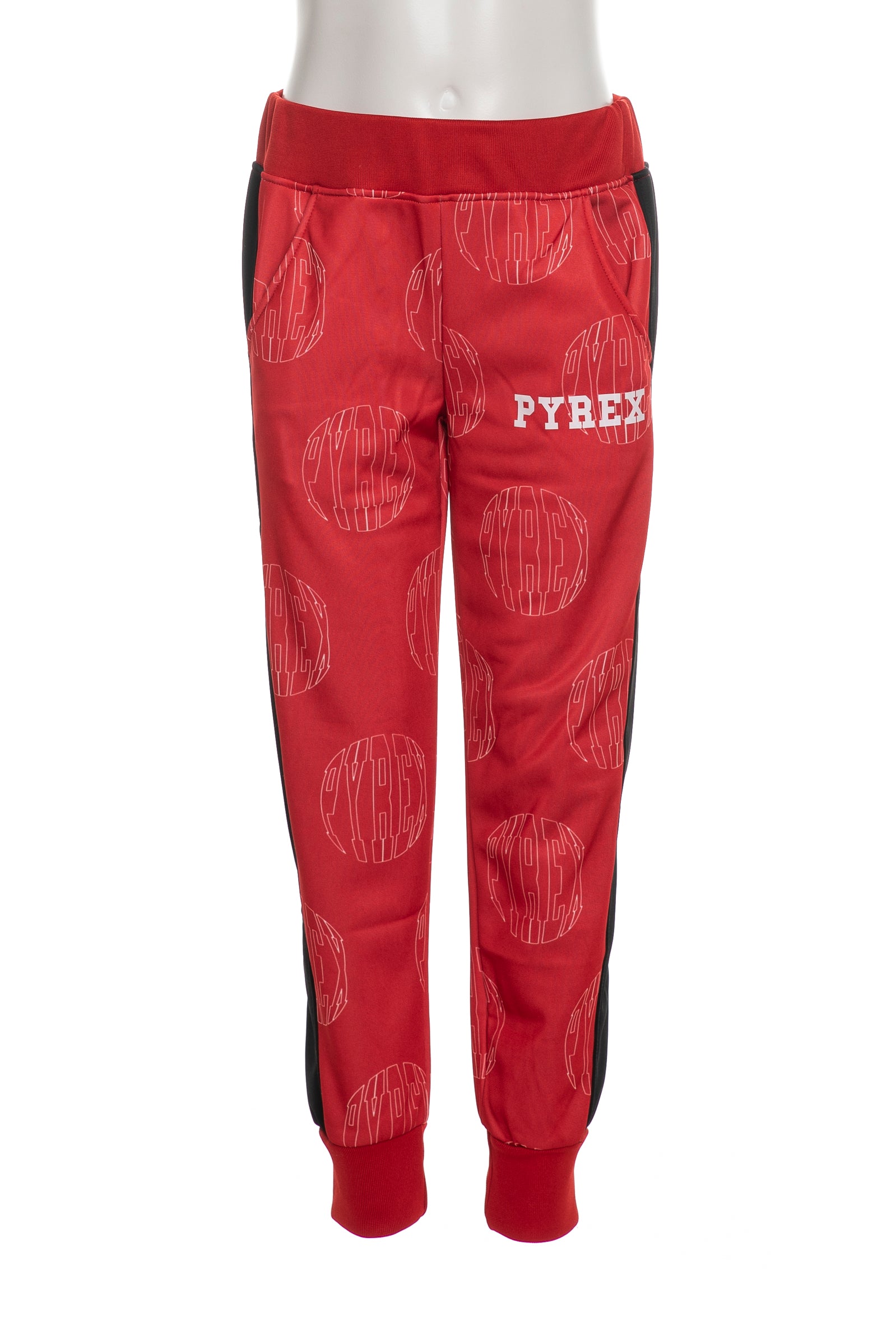 Pantalone Tuta Pyrex Kids Da Bambino Rosso Stampa Loghi Bianca