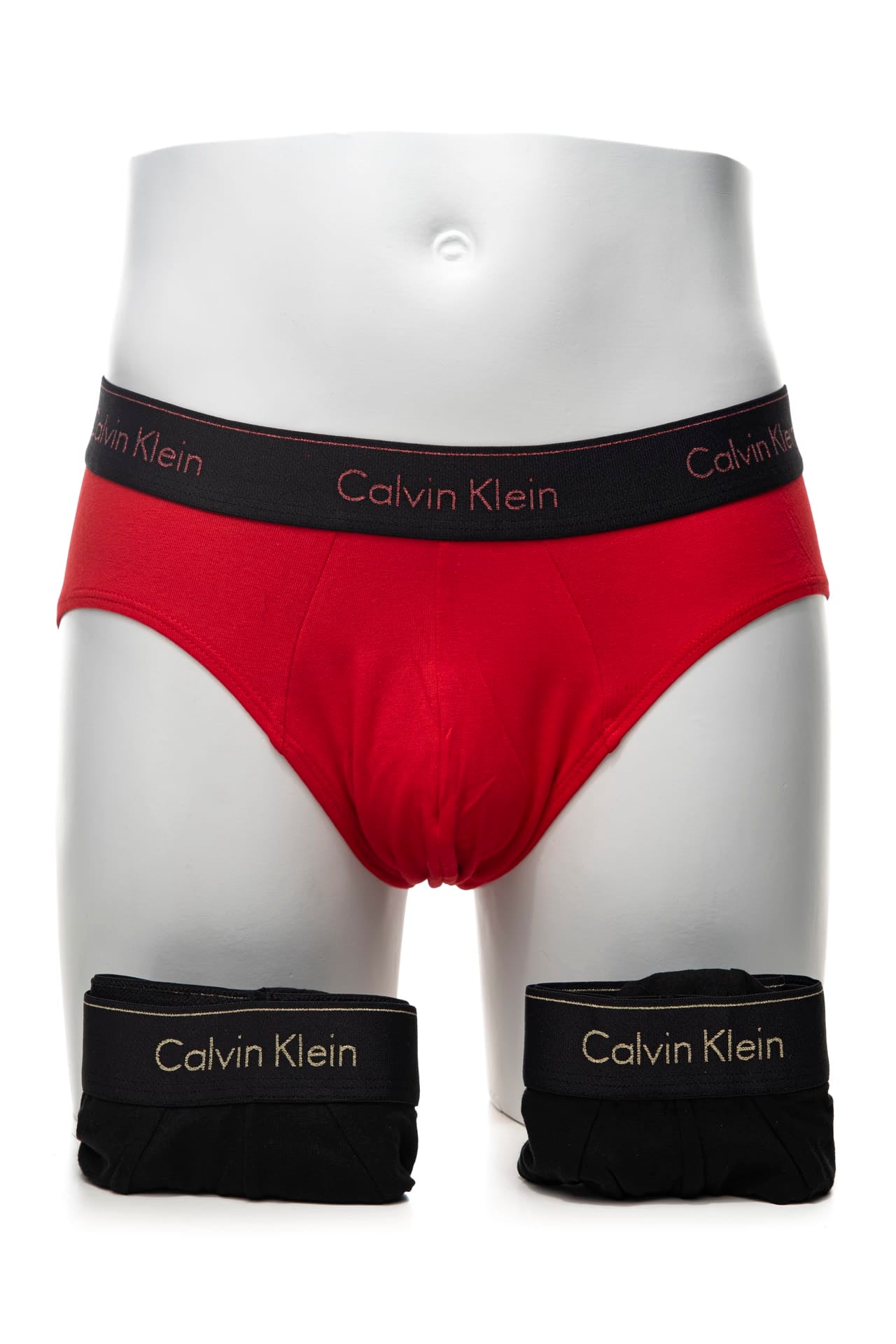 Slip Calvin Klein Hip Modern Pack Da Uomo Nero Rosso In Tessuto