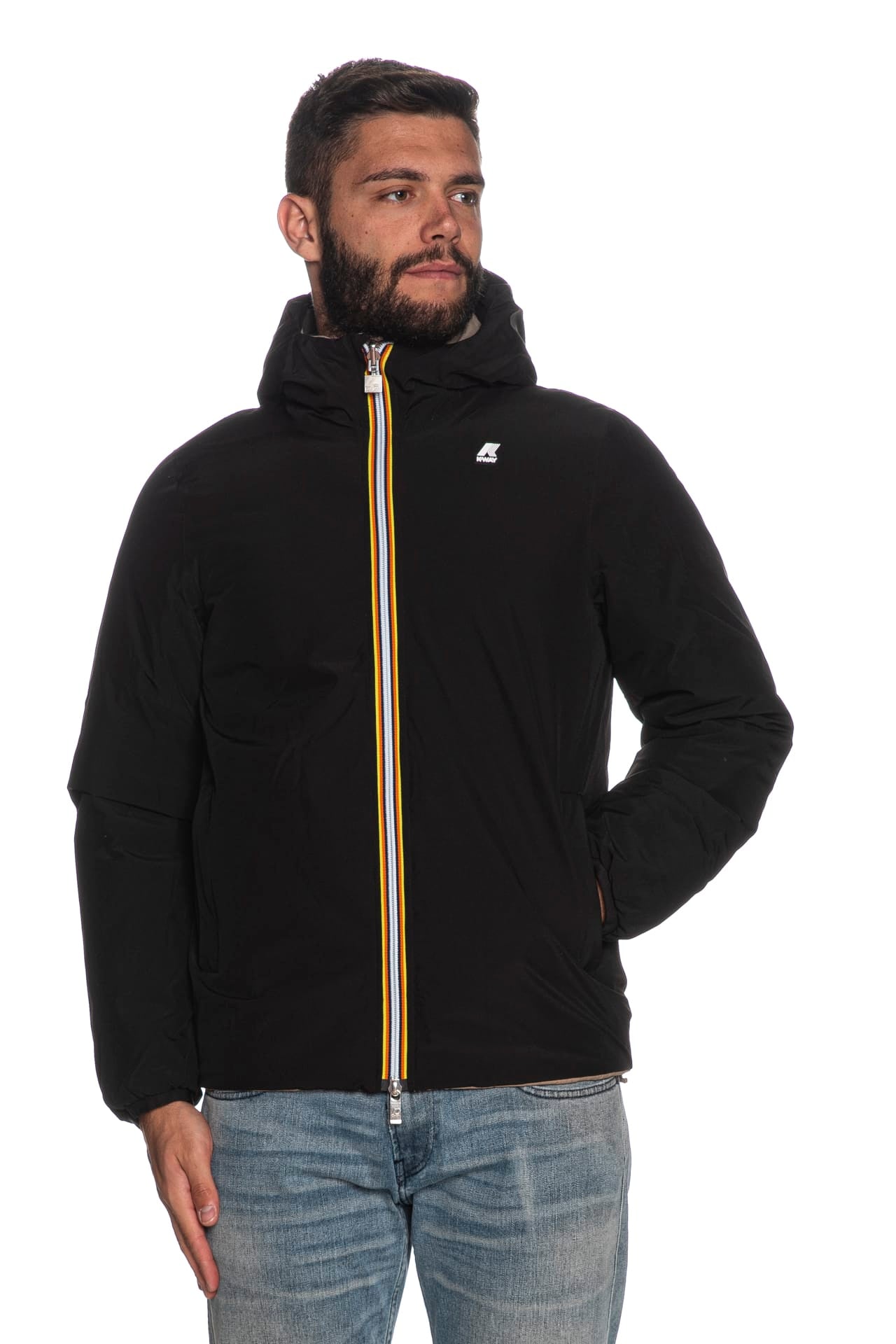 Giubbotto K Way Jack Eco Thermo Double Da Uomo Nero Taupe