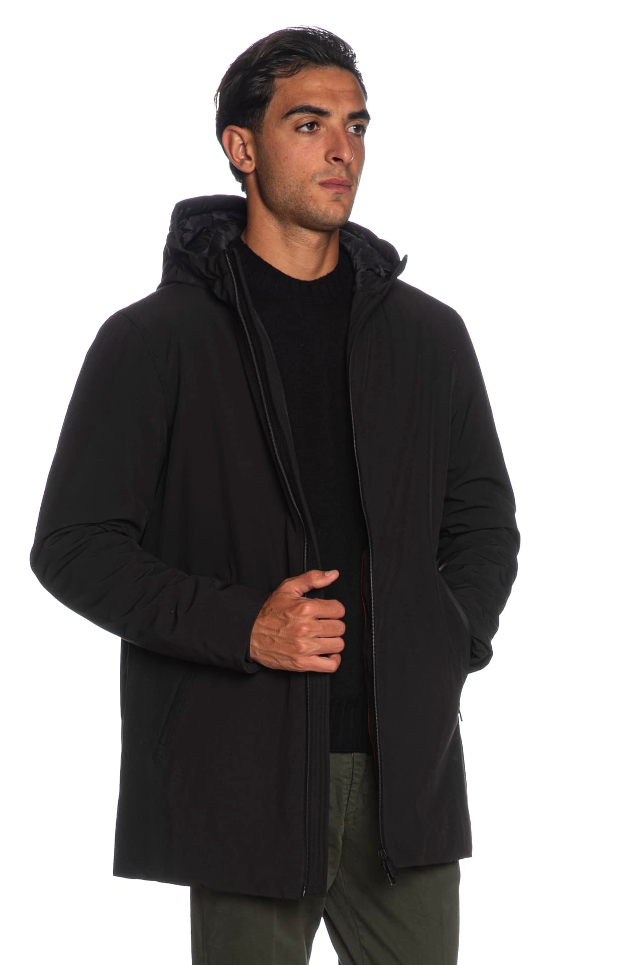 Giaccone Ciesse Piumini Herdo Hoody Coat Da Uomo Nero Scuderi Store