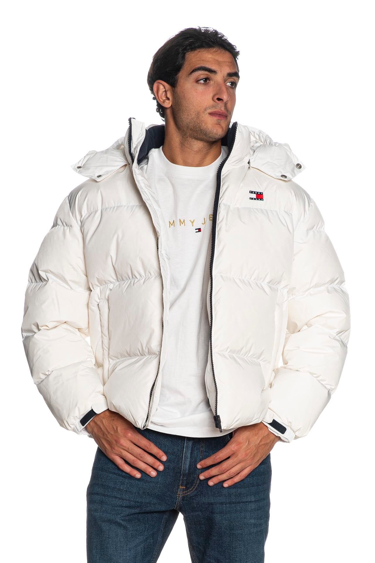 Piumino Tommy Hilfiger The Alaska Puffer Flag Da Uomo Bianco