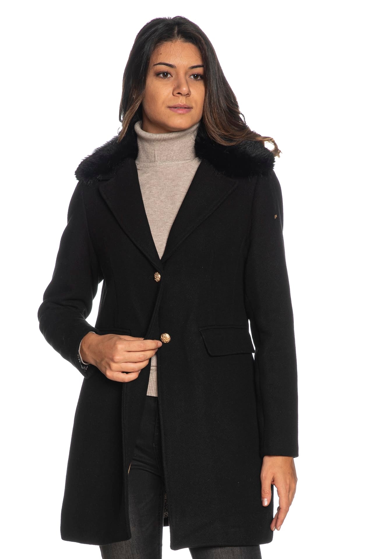 Cappotto Lungo Nero Vicolo Outfit Cappotto Nero Donna Outfit