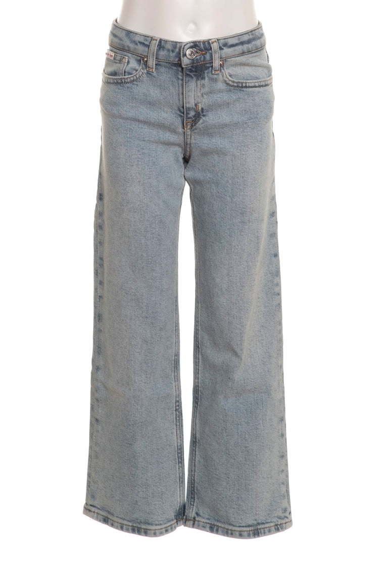 Jeans Calvin Klein bambina lavaggio chiaro taglio largo a gamba dritta