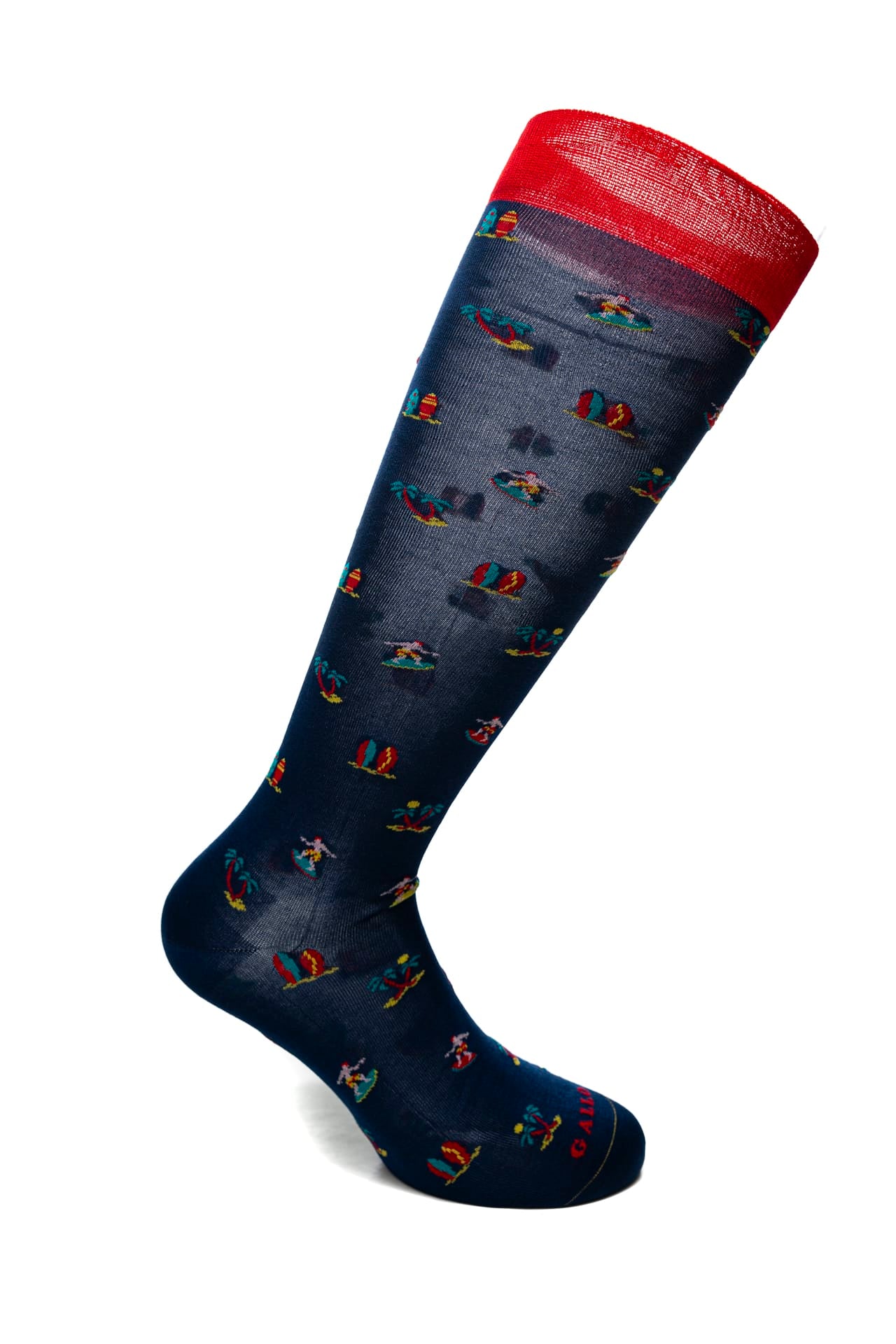 Calzino Lungo Gallo Long Surf Sock Da Uomo Blu Navy Fantasia