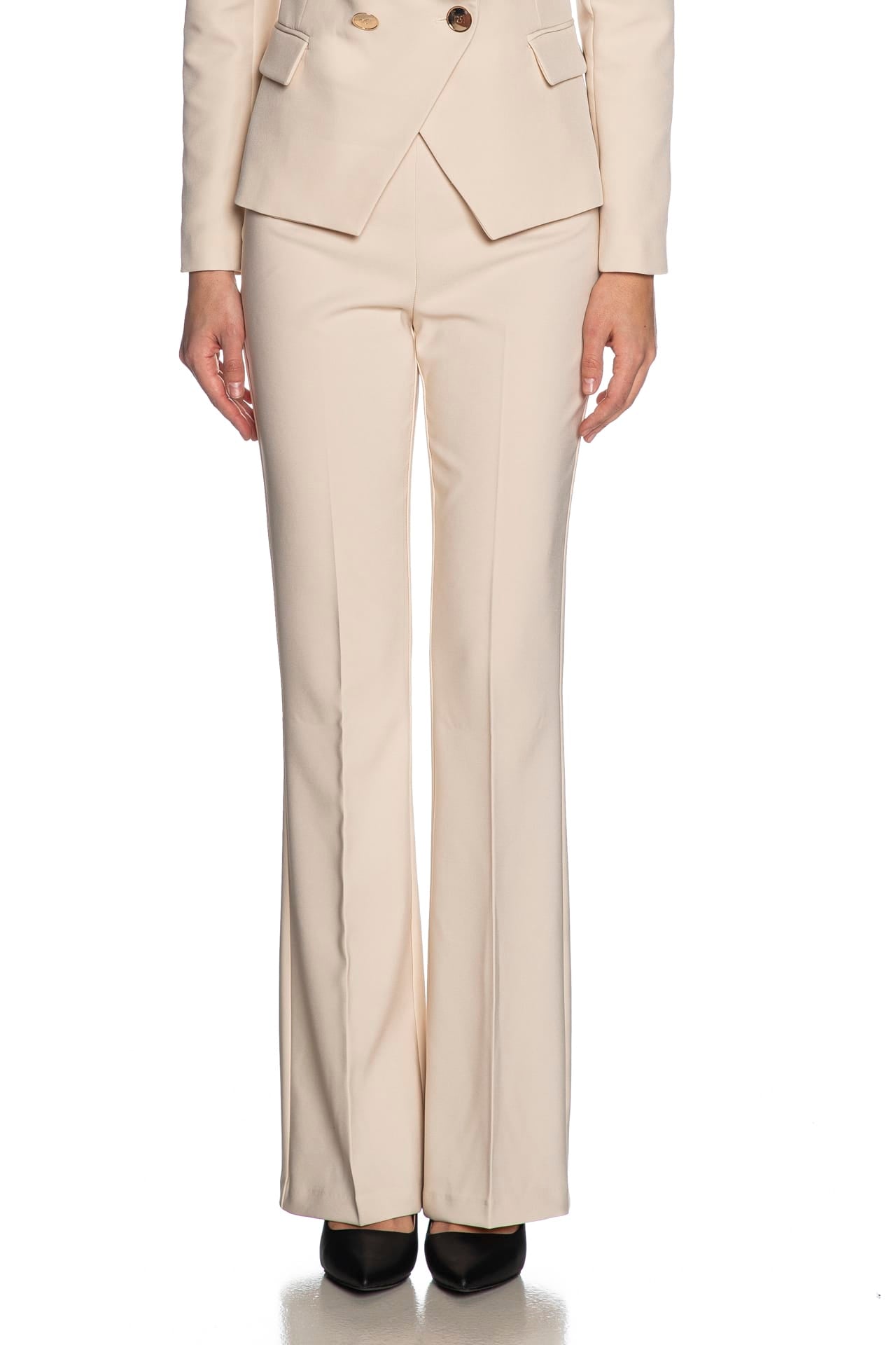 Rinascimento Pantaloni Flare Neri Scuba Crepe Flared Trousers With