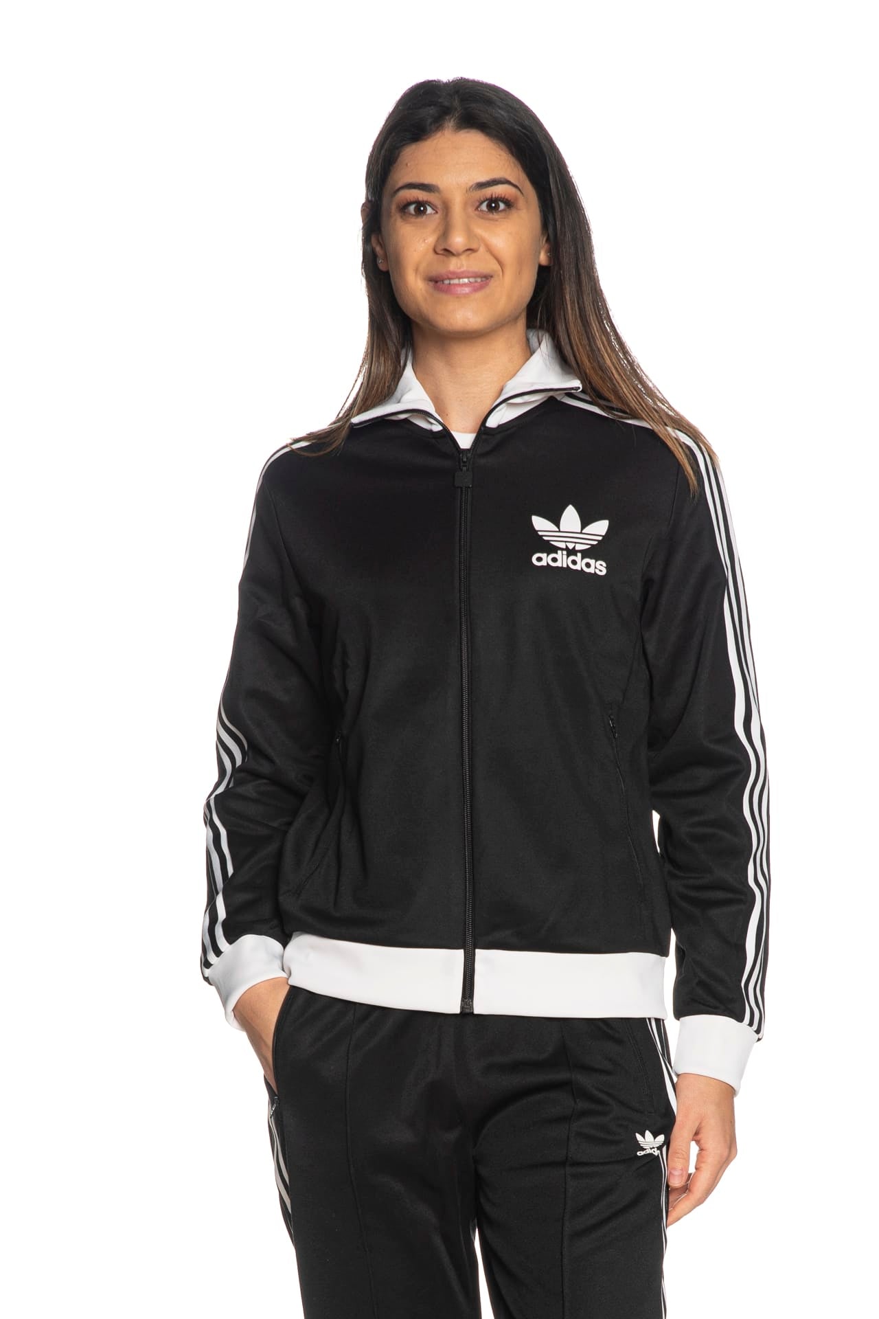 Giacca Tuta Adidas Originals Classic Tt Da Donna Nera Bianco