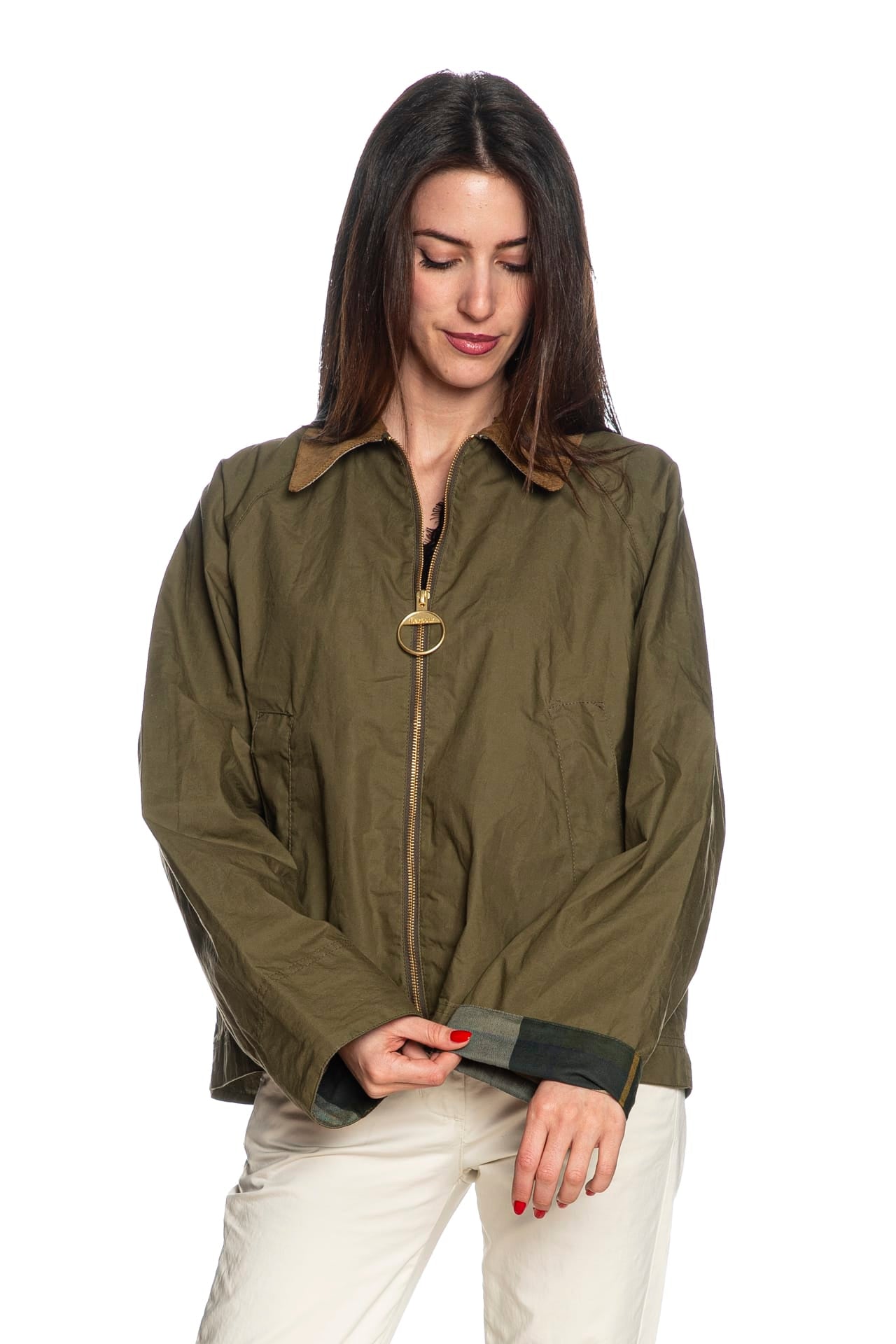 Giacca Giubbino Corta Barbour Catlin Showerproof Da Donna Verde