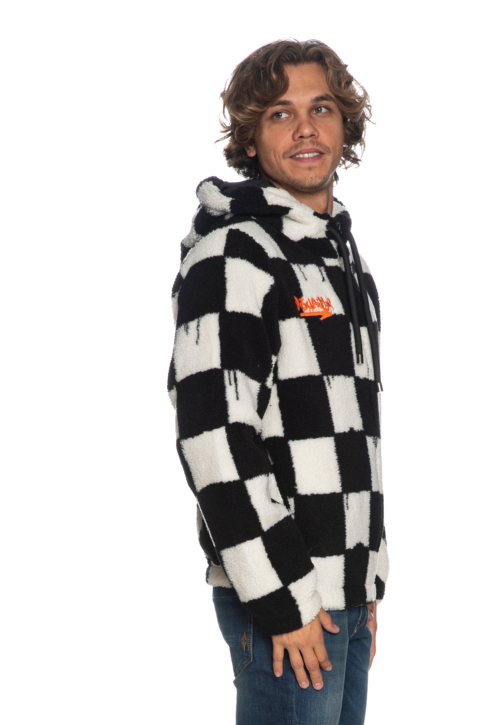 Giubbotto Disclaimer Ride Or Die Da Uomo Stampa Scacchi Bianco