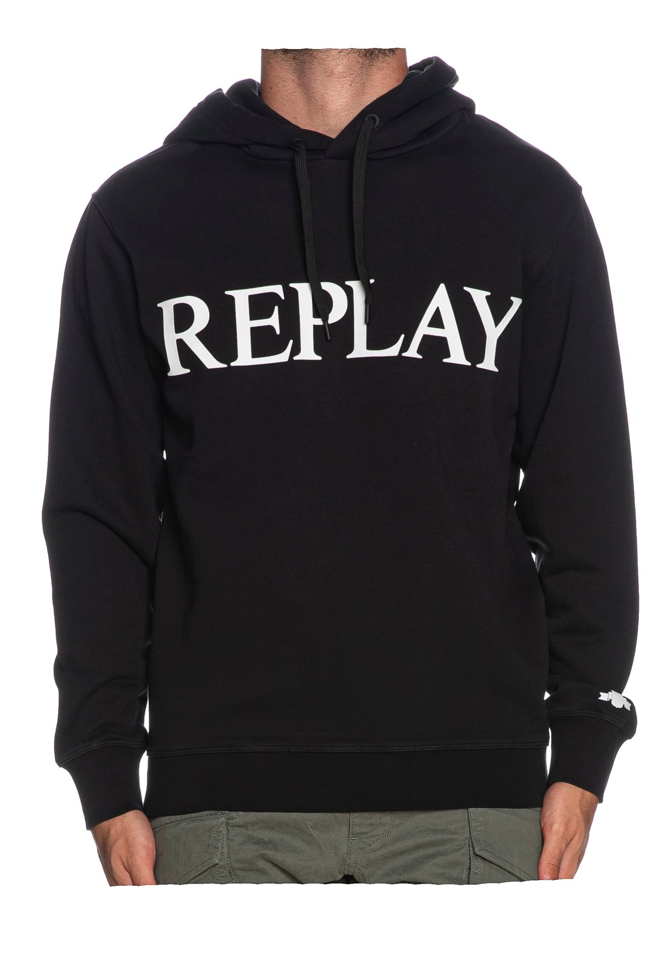 Felpa Replay Hooded Da Uomo Nera Scuderi Store - Main Image