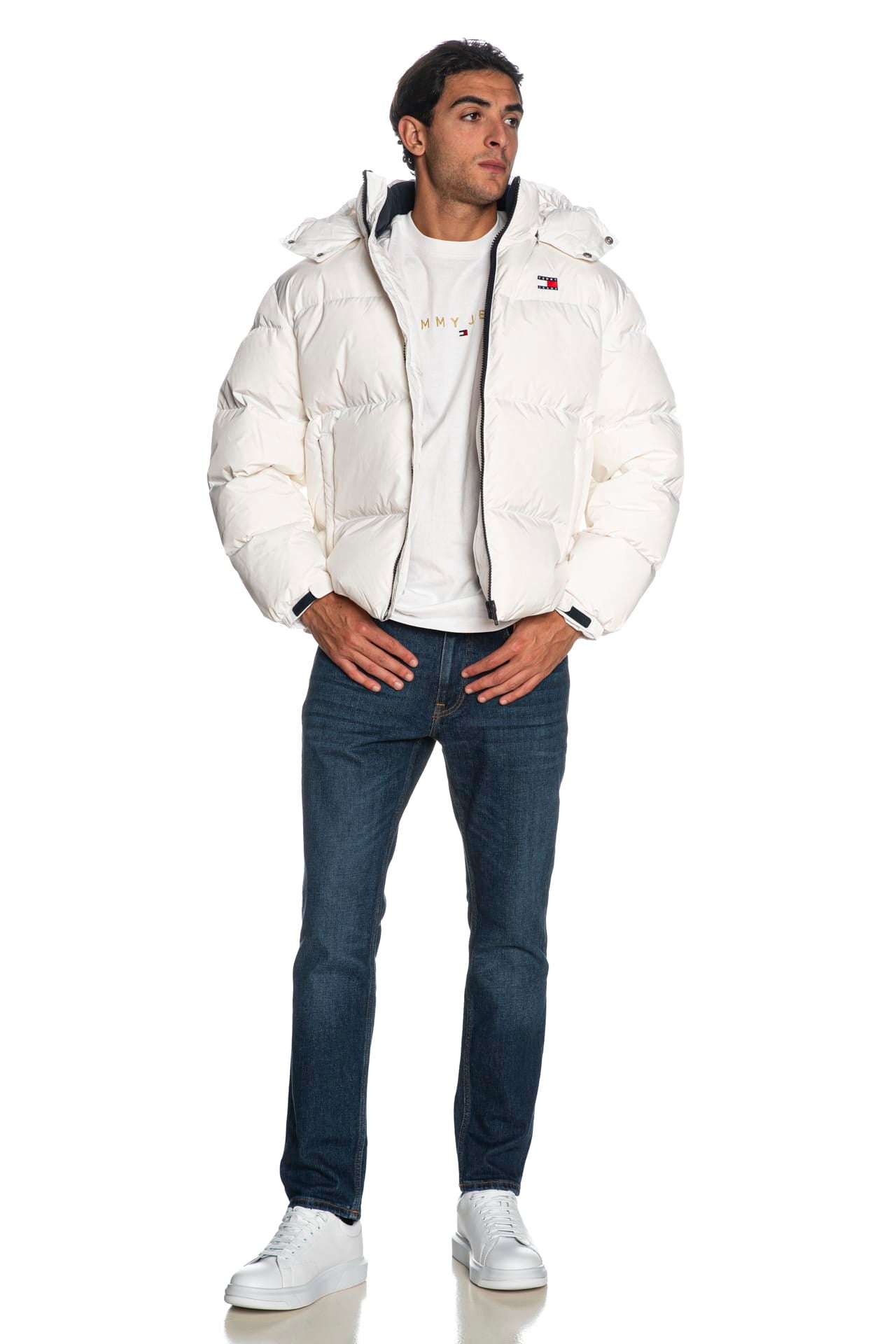 Piumino Tommy Hilfiger The Alaska Puffer Flag Da Uomo Bianco