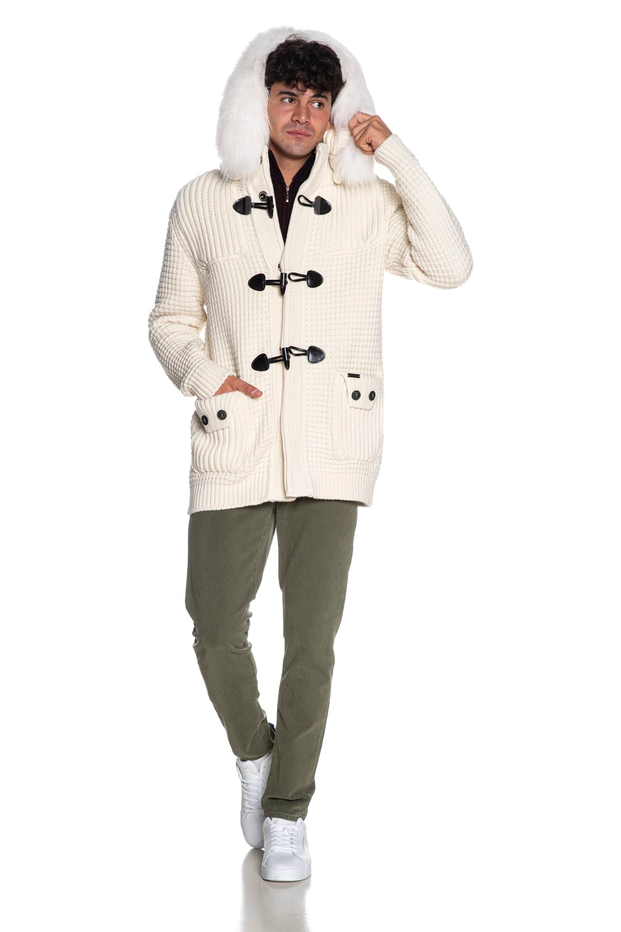 Giaccone Bark Short Duffle Coat Fur Da Uomo Latte Scuderi Store