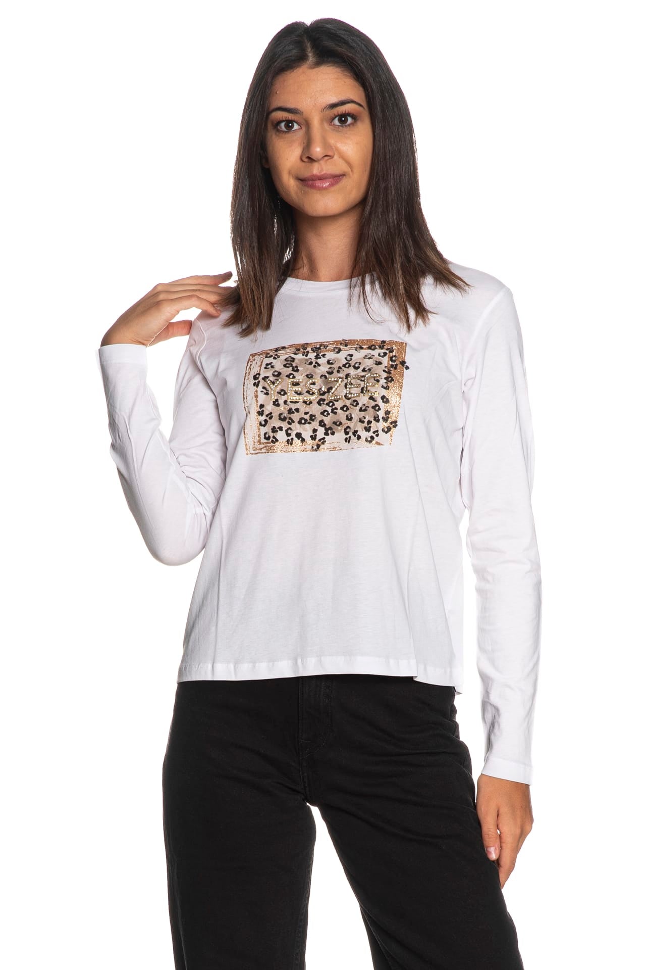 T Shirt Yes Zee Animal Box Da Donna Bianca - Scuderi Store