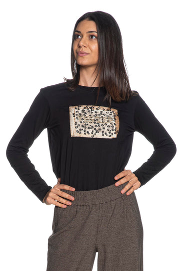 T Shirt Yes Zee Animal Box Da Donna Nera