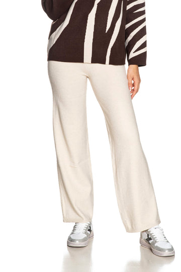 Pantaloni Fresh Flower donna Pantapalazzo Banda Treccia bianco