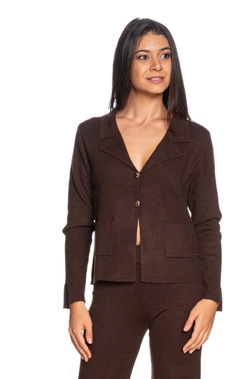 Cardigan Fresh Flower donna marrone