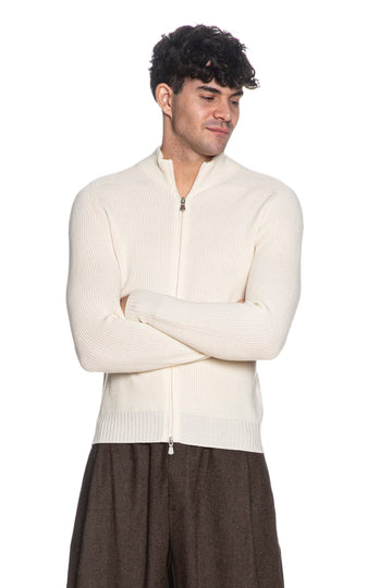 Cardigan con zip Gran Sasso uomo bianco