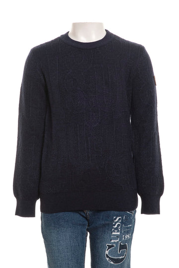 Maglione Guess bambino blu girocollo in maglia a coste