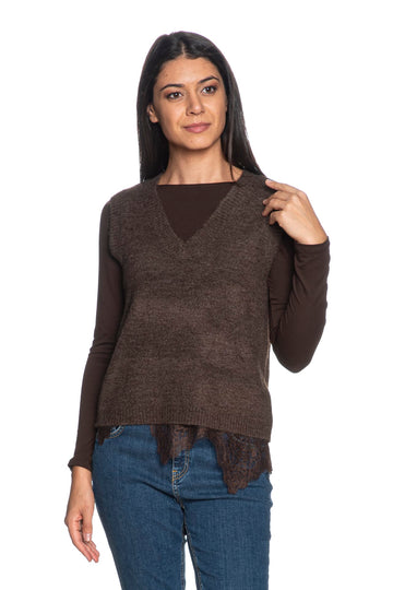 Gilet in maglia JDY donna marrone