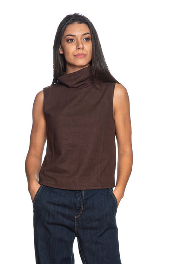 Maglia smanicata JDY donna Hero marrone
