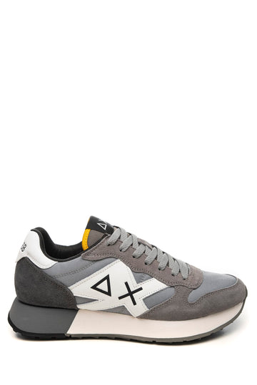 Scarpa Sun68 Jaki 2.0 Solid Da Uomo Grigio Ferro Antracite Bianco In Nylon Poliuretano E Suede Scamosciata
