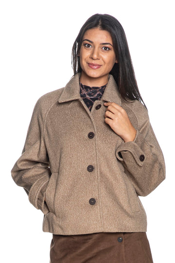 Giaccone Tiffosi donna Trama marrone in twill con maniche raglan