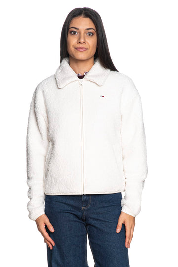 Felpa zip Tommy Hilfiger donna Flag Zip bianco
