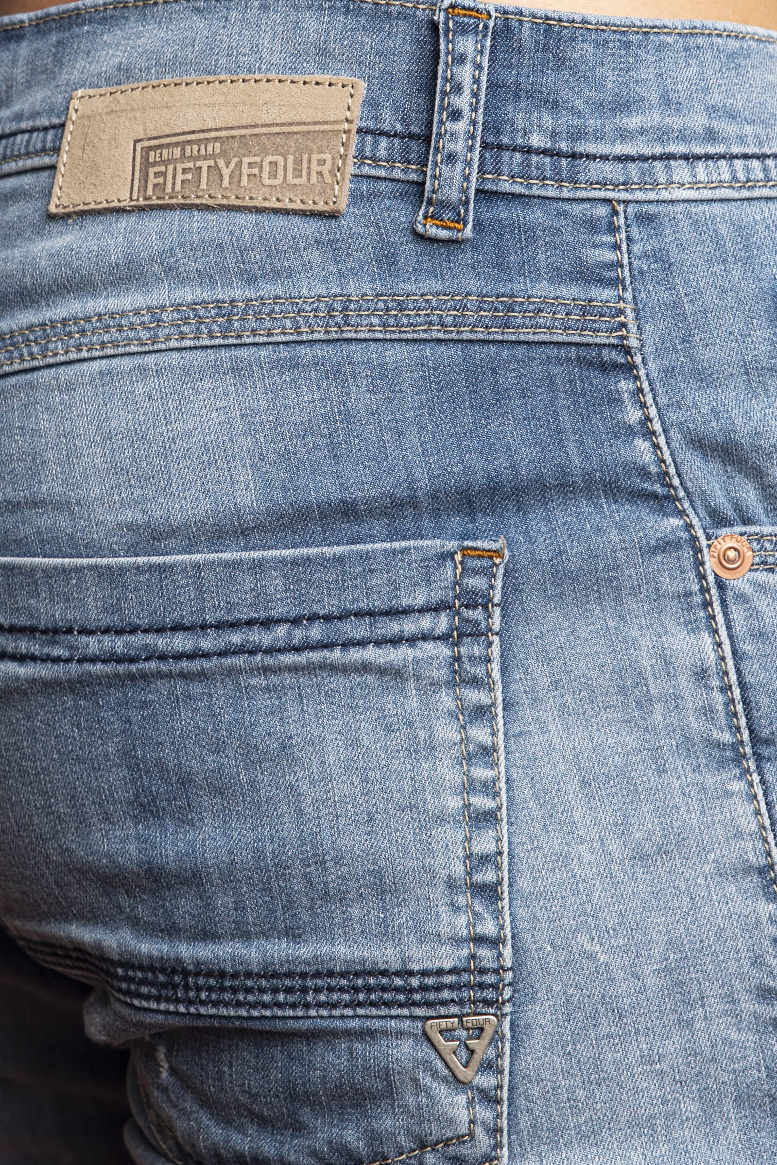 Denim Brand Jeans Fifty Four Party Wear Blue Men Ripped