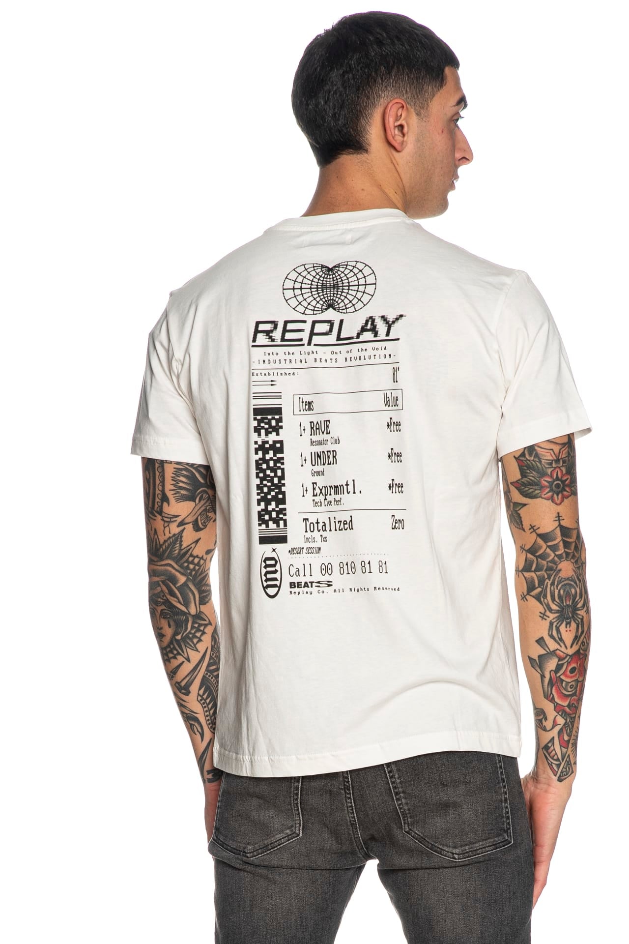 Replay M6884 T-Shirt, 011 Bianco Naturale, L Uomo Replay M6884 T-Shirt, 011 Bianco Naturale, L Uomo