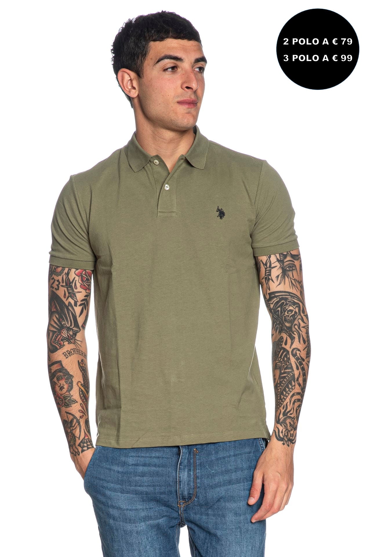Polo U.S. Polo Assn King Da Uomo Verde Militare