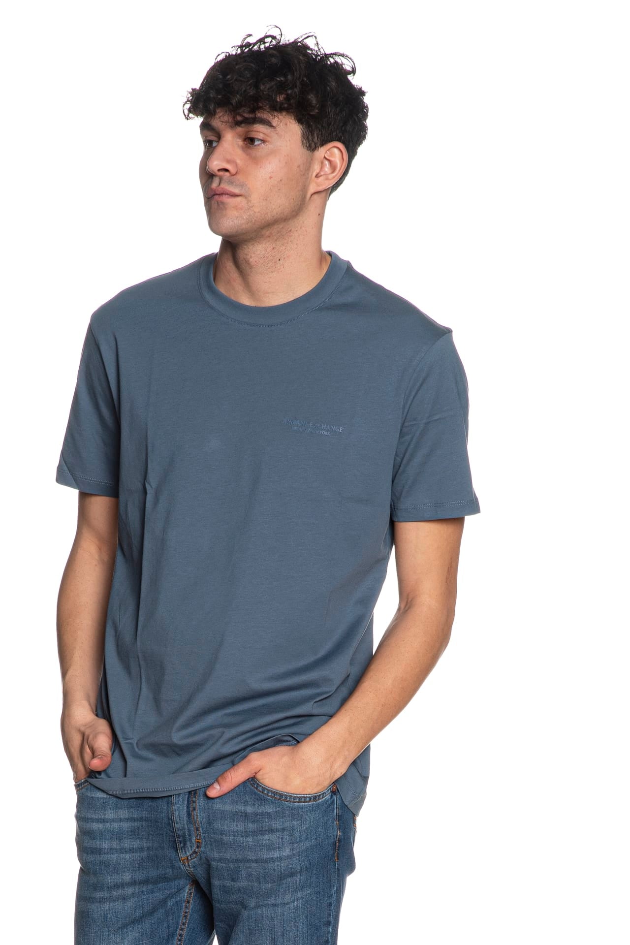 U9302 T Shirt Armani Exchange Ax Rubber Ss Tee Da Uomo Avio - Scuderi Store