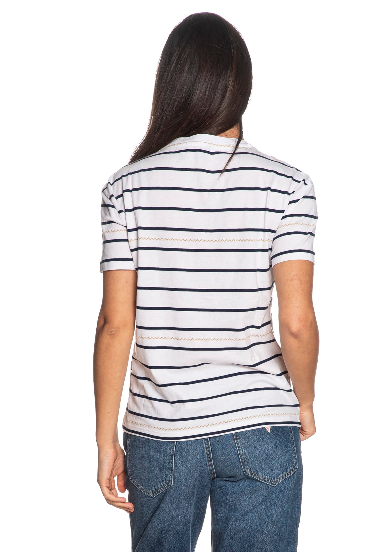 T Shirt Yes Zee Marine Da Donna Bianca Righe Blu - Scuderi Store