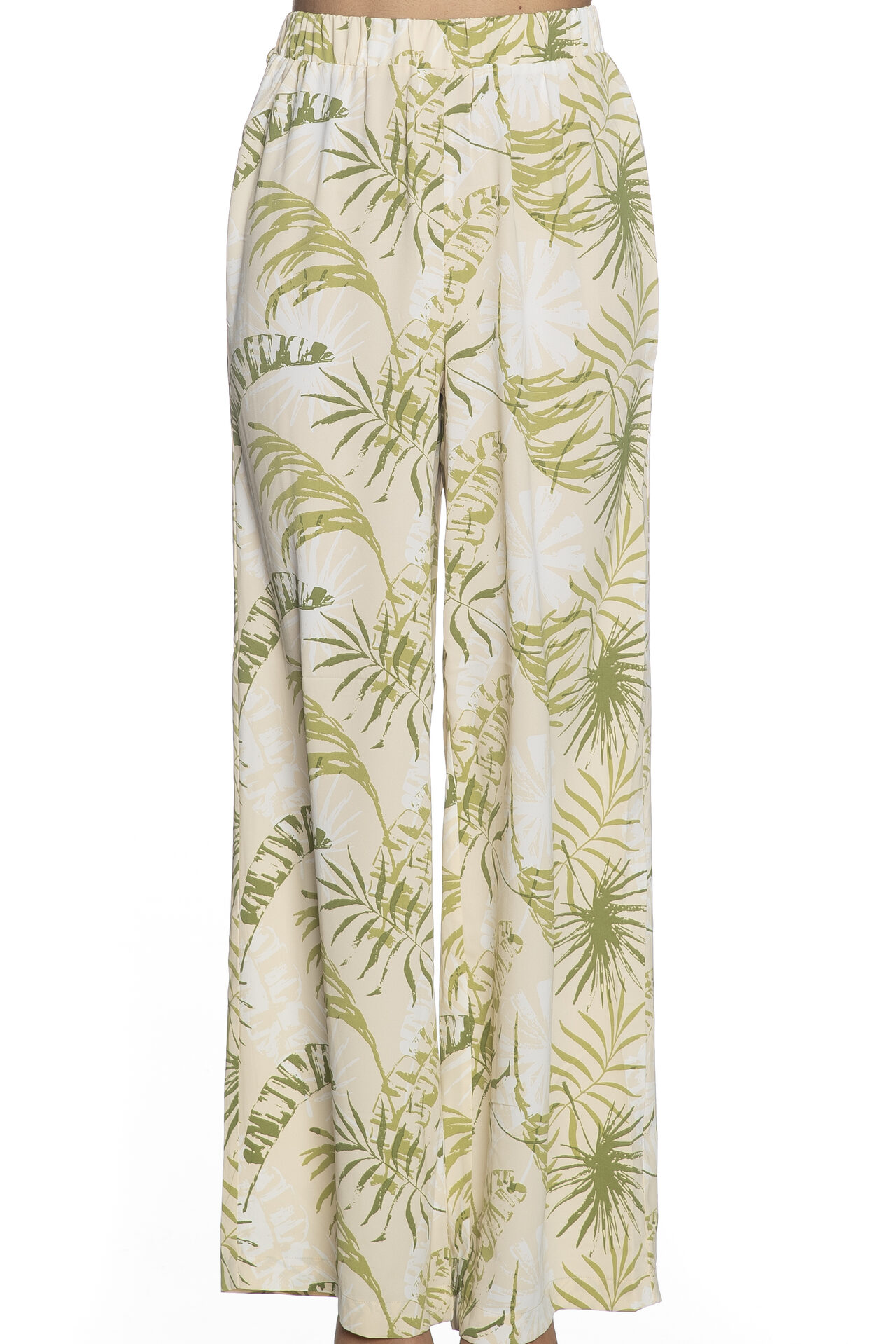 Pantalone Tiffosi Nilo da donna stampa botanica crema verde