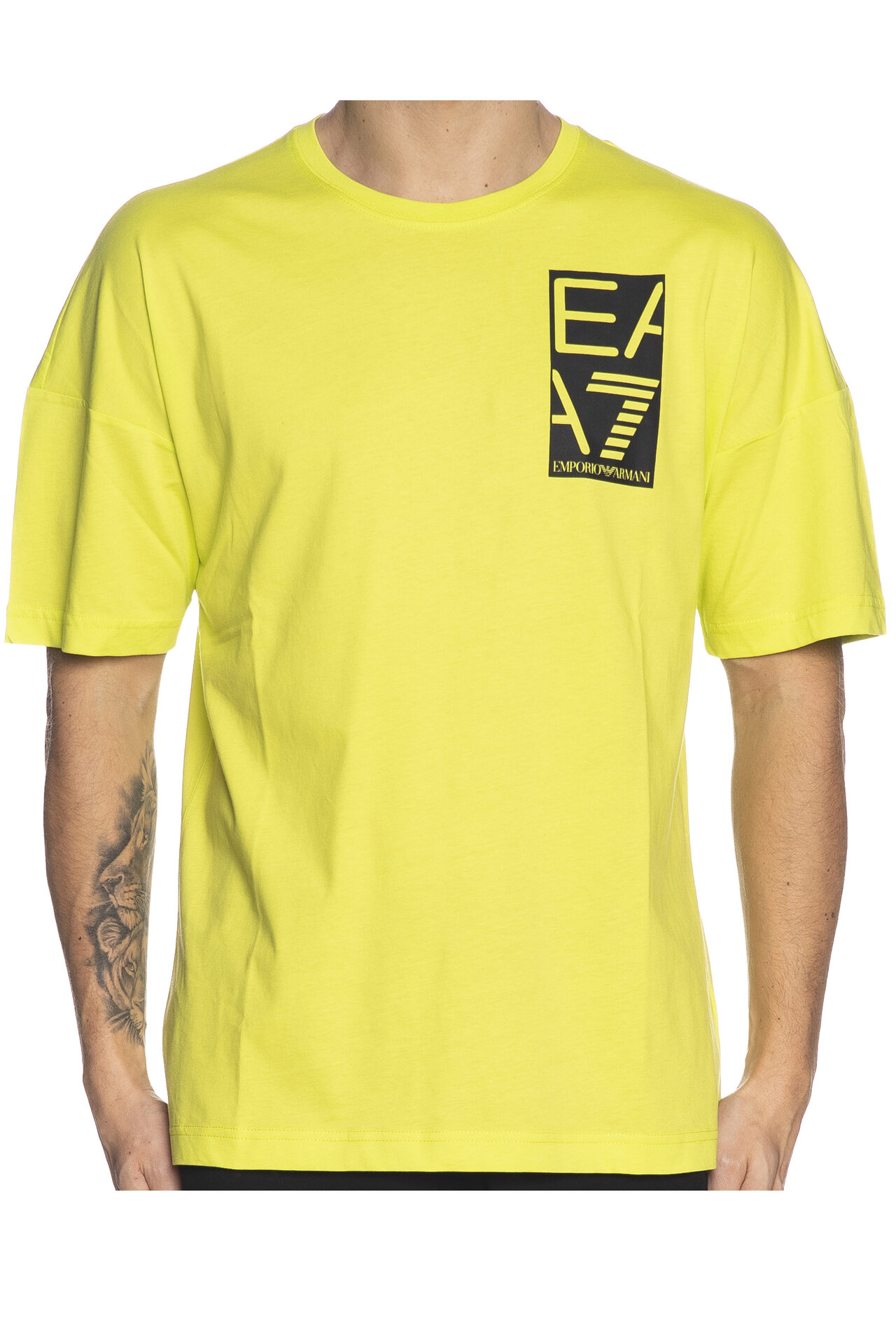 T shirt EA7 Graphic Series da uomo verde acido