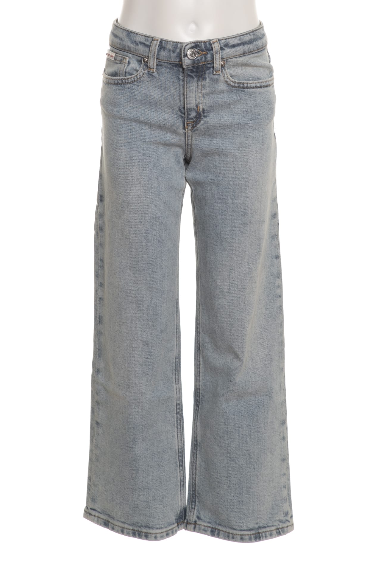Jeans Calvin Klein bambina lavaggio chiaro taglio largo a gamba dritta